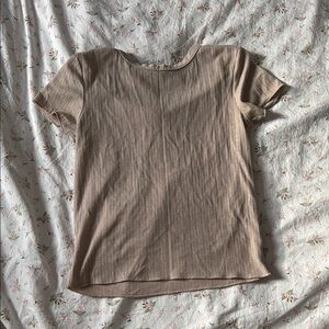 Beige Ribbed Women's Top